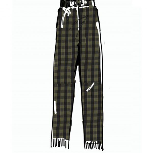 EVERYWHERE fringed green tartan pants