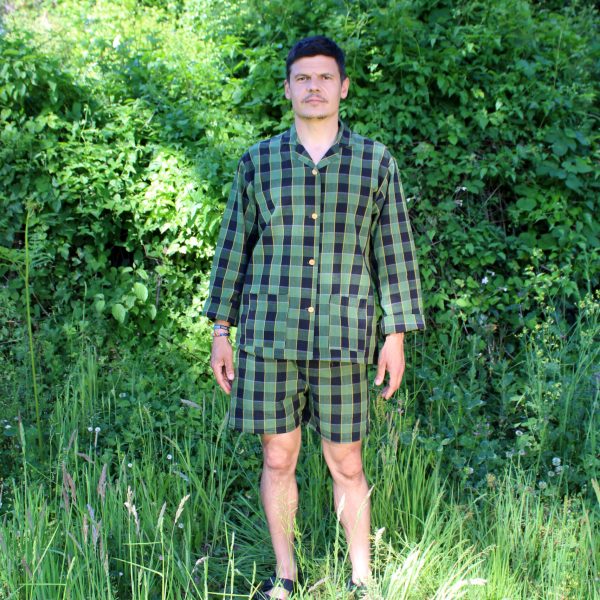 classic green tartan pajama shirt