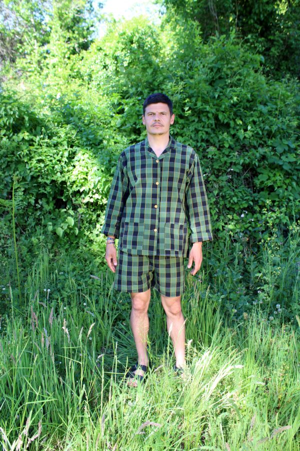 classic green tartan pajama shirt