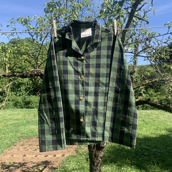 classic green tartan pajama shirt