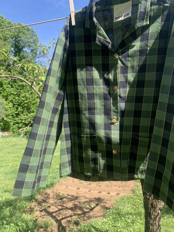 classic green tartan pajama shirt
