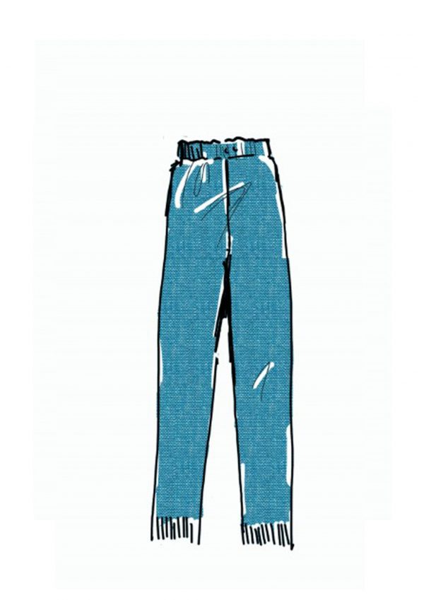 EVERYWHERE fringed skyblue pants